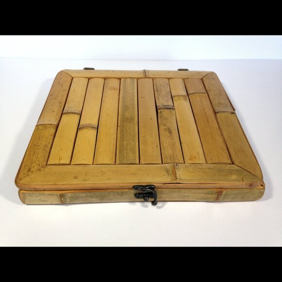 Small Real Bamboo Box - for tea, jewelry, pens, trinkets etc tropical tiki decor - Picture 1 of 6